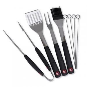 High quality 8 PCS outdoor stainless steel BBQ tools set with black handle	